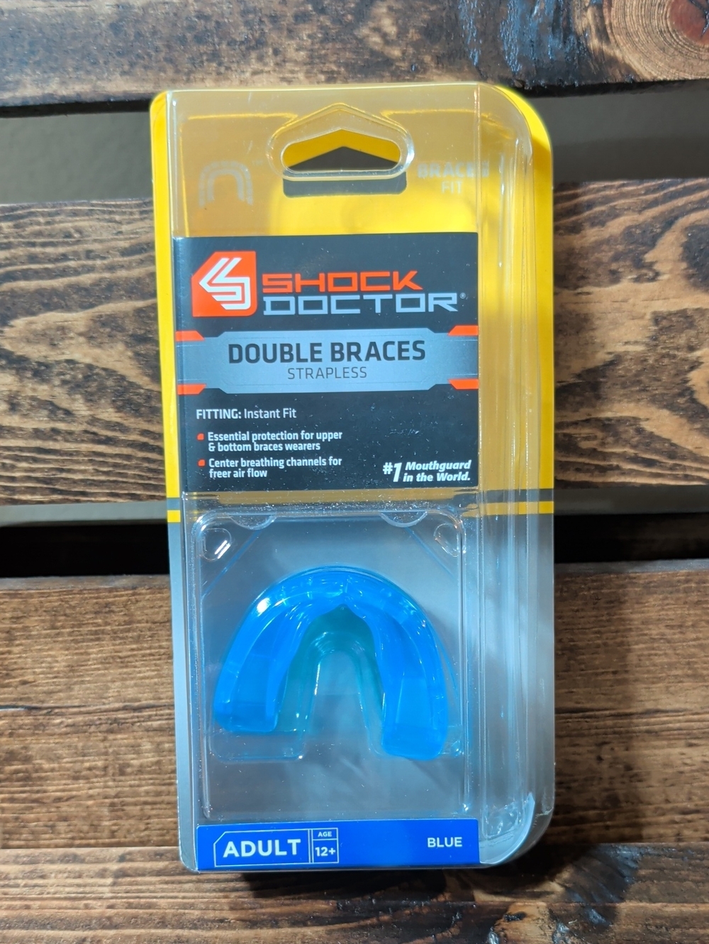 Shock Doctor Double Braces Strapless Mouthguard for Adults (Age 12+) In Blue